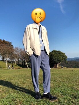 「HALHAM（ハルハム）のアイテム（スラックス）」を使った、T0T0さん（メンズ・175cm）の秋コーディネート