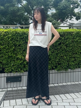 「Ungrid（アングリッド）のアイテム（スカート）」を使った、近藤美波さん（レディース・159cm）の夏コーディネート