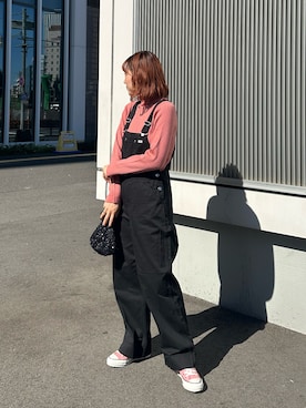 「Ungrid（アングリッド）のアイテム（サロペット/オーバーオール）」を使った、近藤美波さん（レディース・158cm）の秋コーディネート