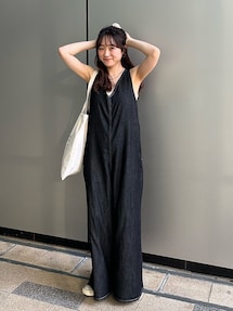 【ジュン】バックオープンデニムサロペット セール】バックオープンデニムサロペット（つなぎ