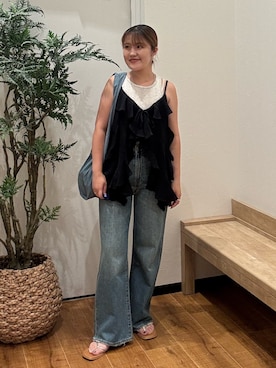 「Levi's（リーバイス）のアイテム（パンツ）」を使った、梅野夏帆さん（レディース・158cm）の夏コーディネート