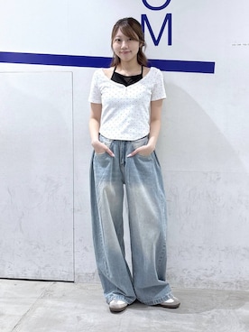 「3.3 Field Trip （3.3フィールドトリップ）の3.3 Field Trip／サイドタックデニム（デニムパンツ、ブルー系）」を使った、snowaeさん（レディース・157cm）の春コーディネート