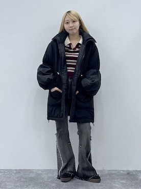 「アイテム（ダウンジャケット/コート）」を使った、snowaeさん（レディース・157cm・20代）の秋コーディネート