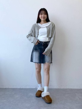 「アイテム（デニムスカート）」を使った、snowaeさん（レディース・157cm）の冬コーディネート