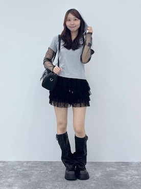 「3.3 Field Trip （3.3フィールドトリップ）の3.3 Field Trip／ダブルポケットレザーBAG（ハンドバッグ）」を使った、snowaeさん（レディース・157cm）の夏コーディネート