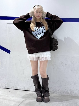 「アイテム（イヤーマフ、ブラウン系）」を使った、snowaeさん（レディース・157cm）の秋コーディネート