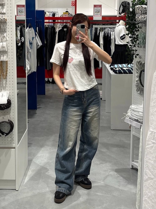 tシャツ K-POPアイドル着用　AMES WORLDWIDE ／HOTFIXクロップT レディース ☆K-POPアイドル着用 AMES WORLDWIDE ／HOTFIXクロップT（T