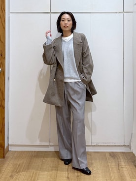 「アイテム（チェスターコート）」を使った、ココさん（レディース・165cm）の秋コーディネート