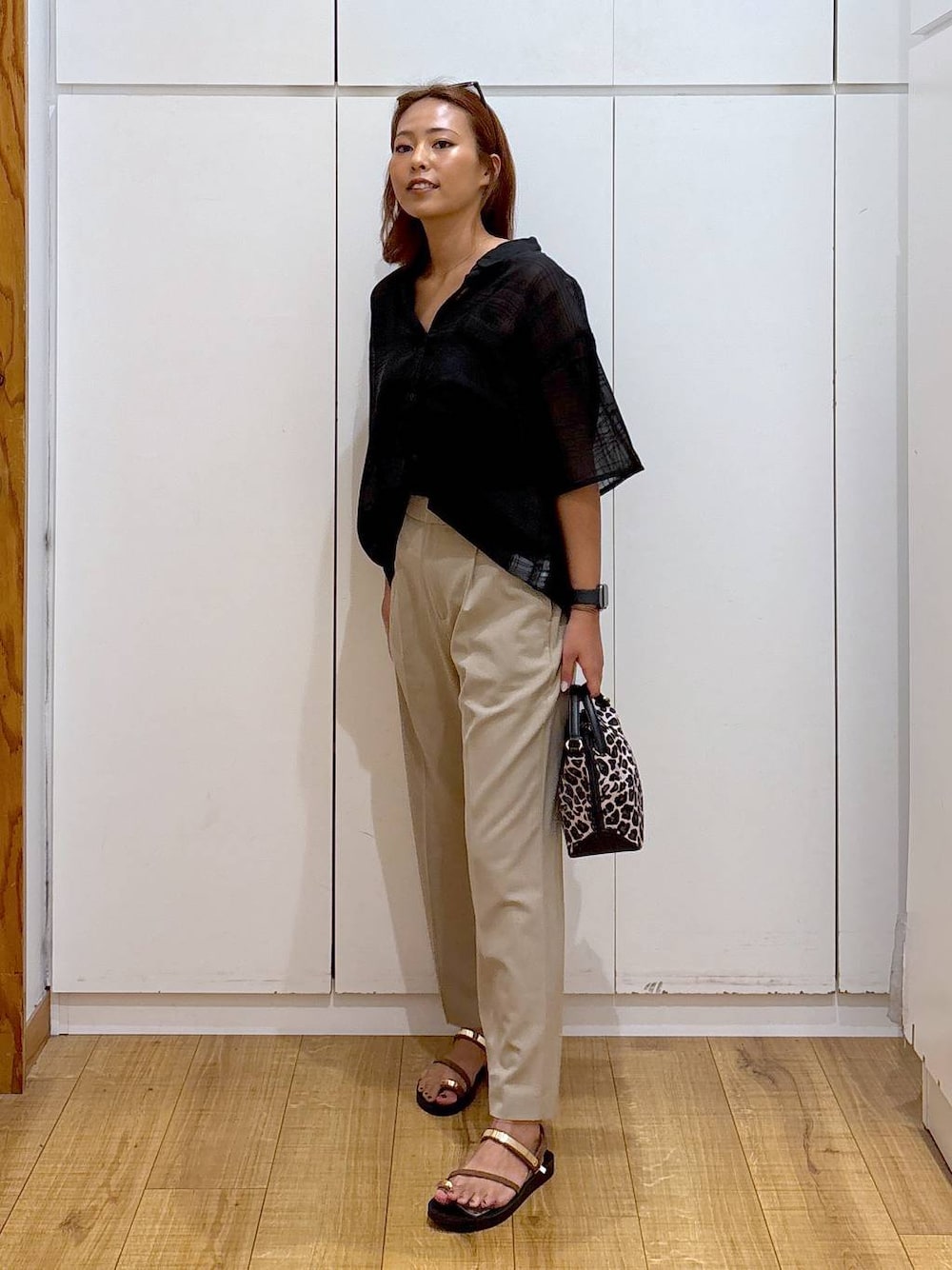 「体型カバー、高見え、高身長、ママコーデ、骨格ストレート、GLOBAL WORK、着痩せ・細見え」｜「GLOBAL WORKのスペ軽お財布ショルダー/132336（ショルダーバッグ、その他）」を使った、ココさん（レディース・165cm）の夏コーディネートの1枚目の写真