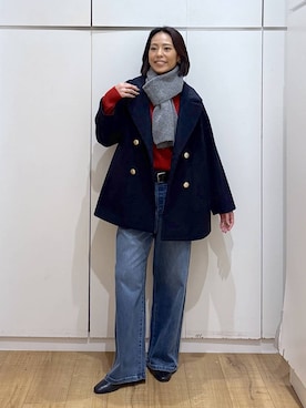 「アイテム（チェスターコート）」を使った、ココさん（レディース・165cm）の秋コーディネート