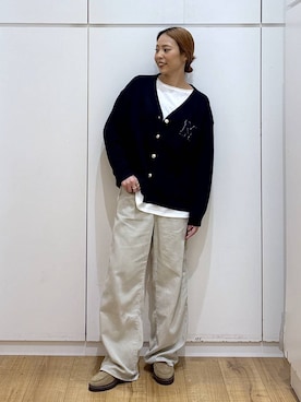 「GLOBAL WORK（グローバルワーク）のGOODデニムバギーパンツ/498388（デニムパンツ）」を使った、ココさん（レディース・165cm）の秋コーディネート