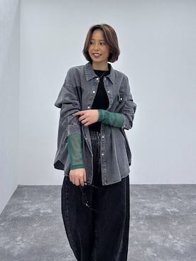 「GLOBAL WORK（グローバルワーク）のサイズ拡大/らくっション撥水2WAYローファー/131468（ローファー、ブラック系）」を使った、ココさん（レディース・165cm）の春コーディネート