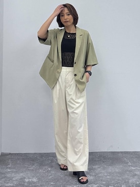 「GLOBAL WORK（グローバルワーク）のステンレスプチモチーフネックレス/634164（ネックレス、ゴールド系）」を使った、ココさん（レディース・165cm）の春コーディネート