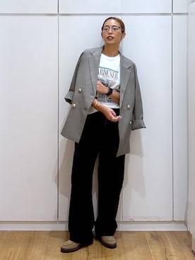 「GLOBAL WORK（グローバルワーク）のアイテム（テーラードジャケット）」を使った、ココさん（レディース・165cm）の秋コーディネート
