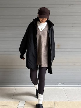 「体型カバー」｜「アイテム（アクセサリー）」を使った、ココさん（レディース・165cm）の冬コーディネート