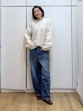 「GLOBAL WORK（グローバルワーク）のアイテム（ピアス（両耳用））」を使った、ココさん（レディース・165cm）の冬コーディネート