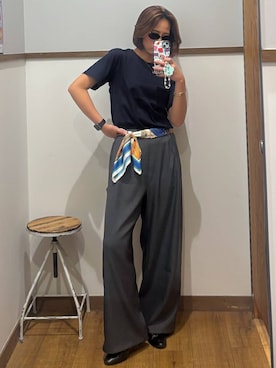 「GLOBAL WORK（グローバルワーク）のサイズ拡大/らくっション撥水2WAYローファー/131468（ローファー、ブラック系）」を使った、ココさん（レディース・165cm）の春コーディネート