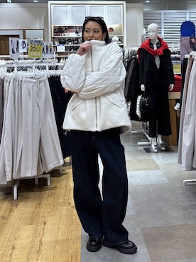 「GLOBAL WORK（グローバルワーク）のGOODデニムバギーパンツ/498388（デニムパンツ）」を使った、ココさん（レディース・165cm）の秋コーディネート