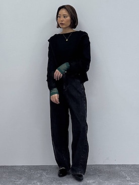 「GLOBAL WORK（グローバルワーク）のサイズ拡大/らくっション撥水2WAYローファー/131468（ローファー、ブラック系）」を使った、ココさん（レディース・165cm）の春コーディネート