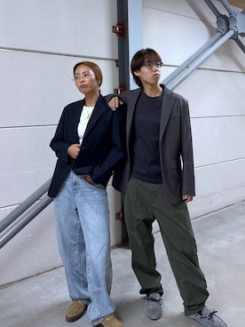 「GLOBAL WORK（グローバルワーク）のアイテム（テーラードジャケット）」を使った、ココさん（レディース・165cm）の秋コーディネート