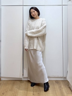 「GLOBAL WORK（グローバルワーク）のアイテム（ピアス（両耳用））」を使った、ココさん（レディース・165cm）の冬コーディネート