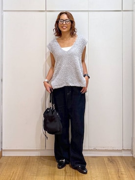 「アイテム（ベスト）」を使った、ココさん（レディース・165cm・30代）の夏コーディネート