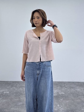「GLOBAL WORK（グローバルワーク）のピンレスベルト/250481（ベルト、ブラック系）」を使った、ココさん（レディース・165cm）の春コーディネート