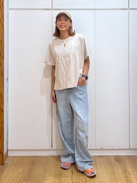 「アイテム（デニムパンツ）」を使った、ココさん（レディース・165cm・30代）の夏コーディネート