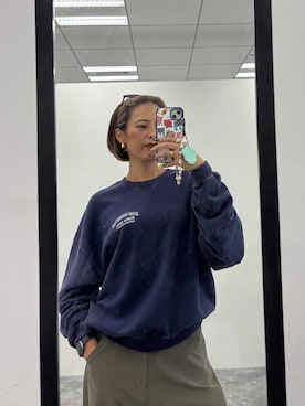 「GLOBAL WORK（グローバルワーク）のやわらかストレッチチノパンツ/813973（その他パンツ、グリーン系）」を使った、ココさん（レディース・165cm）の秋コーディネート