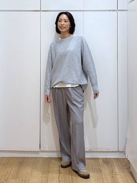 「GLOBAL WORK（グローバルワーク）のふわふわHugmeドルマンプルオーバー/595406（ニット/セーター）」を使った、ココさん（レディース・165cm）の秋コーディネート