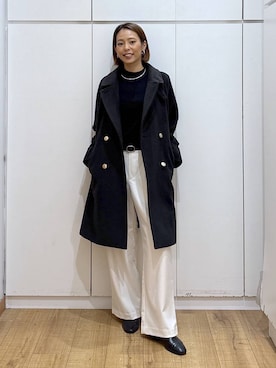 「アイテム（チェスターコート）」を使った、ココさん（レディース・165cm）の秋コーディネート