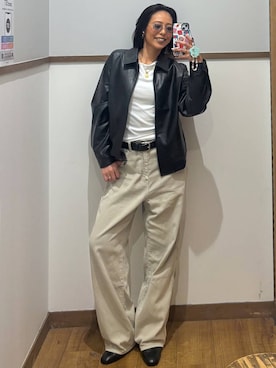 「GLOBAL WORK（グローバルワーク）のGOODデニムバギーパンツ/498388（デニムパンツ）」を使った、ココさん（レディース・165cm）の秋コーディネート