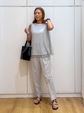 「GLOBAL WORK（グローバルワーク）のスペ軽5WAYショルダー/253022（ショルダーバッグ）」を使った、ココさん（レディース・165cm）の夏コーディネート