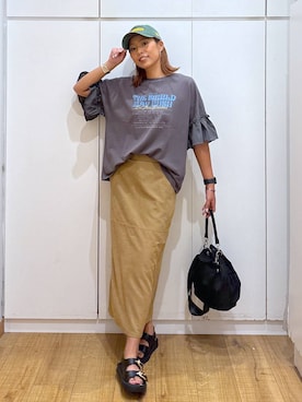 「アイテム（帽子）」を使った、ココさん（レディース・165cm・30代）の夏コーディネート