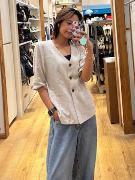 「GLOBAL WORK（グローバルワーク）のFffit エフィット/カップ付きキャミUネック/625136（キャミソール、ブラック系）」を使った、ココさん（レディース・165cm）の夏コーディネート