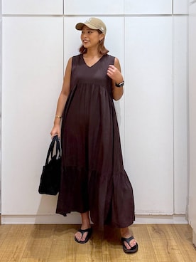 「GLOBAL WORK（グローバルワーク）のアイテム（ワンピース/ドレス）」を使った、ココさん（レディース・165cm）の夏コーディネート