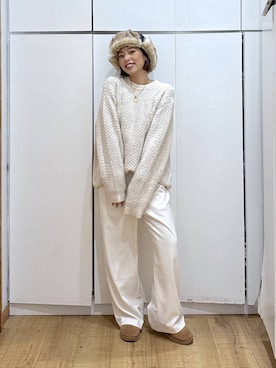 「GLOBAL WORK（グローバルワーク）のアイテム（帽子）」を使った、ココさん（レディース・165cm）の冬コーディネート