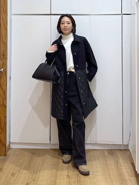 「アイテム（ステンカラーコート）」を使った、ココさん（レディース・165cm・30代）の冬コーディネート
