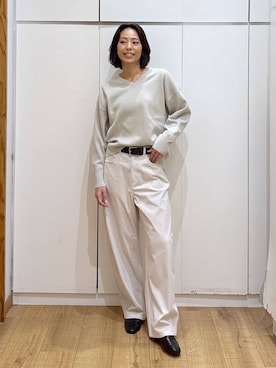 「アイテム（チェスターコート）」を使った、ココさん（レディース・165cm）の秋コーディネート