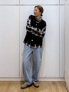 「GLOBAL WORK（グローバルワーク）のGOODデニムバギーパンツ/498388（デニムパンツ）」を使った、ココさん（レディース・165cm）の秋コーディネート