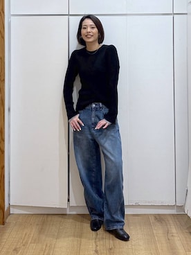「GLOBAL WORK（グローバルワーク）のアイテム（ピアス（両耳用））」を使った、ココさん（レディース・165cm）の冬コーディネート