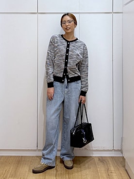 「GLOBAL WORK（グローバルワーク）のGOODデニムバギーパンツ/498388（デニムパンツ）」を使った、ココさん（レディース・165cm）の秋コーディネート