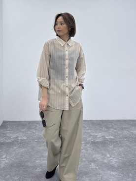 「GLOBAL WORK（グローバルワーク）のFffit エフィット/カップ付きキャミUネック/625136（キャミソール、ブラック系）」を使った、ココさん（レディース・165cm）の春コーディネート