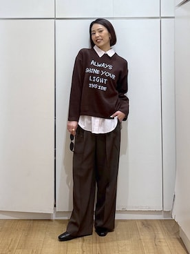 「GLOBAL WORK（グローバルワーク）のアイテム（ピアス（両耳用））」を使った、ココさん（レディース・165cm）の冬コーディネート