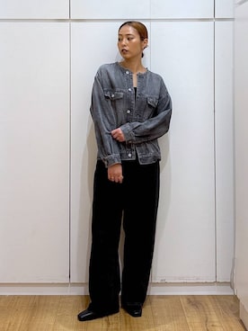 「GLOBAL WORK（グローバルワーク）のGOODデニムバギーパンツ/498388（デニムパンツ）」を使った、ココさん（レディース・165cm）の秋コーディネート