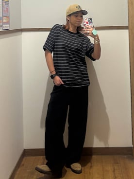 「GLOBAL WORK（グローバルワーク）のGOODデニムバギーパンツ/498388（デニムパンツ）」を使った、ココさん（レディース・165cm）の秋コーディネート