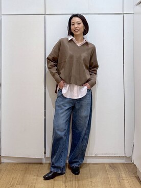 「GLOBAL WORK（グローバルワーク）のアイテム（ピアス（両耳用））」を使った、ココさん（レディース・165cm）の冬コーディネート