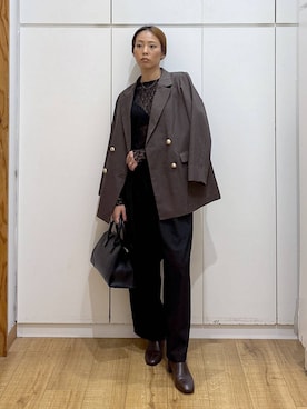 「GLOBAL WORK（グローバルワーク）のアイテム（テーラードジャケット）」を使った、ココさん（レディース・165cm）の秋コーディネート