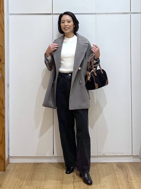 「アイテム（チェスターコート）」を使った、ココさん（レディース・165cm）の秋コーディネート