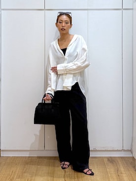 「GLOBAL WORK（グローバルワーク）のGOODデニムバギーパンツ/498388（デニムパンツ）」を使った、ココさん（レディース・165cm）の秋コーディネート